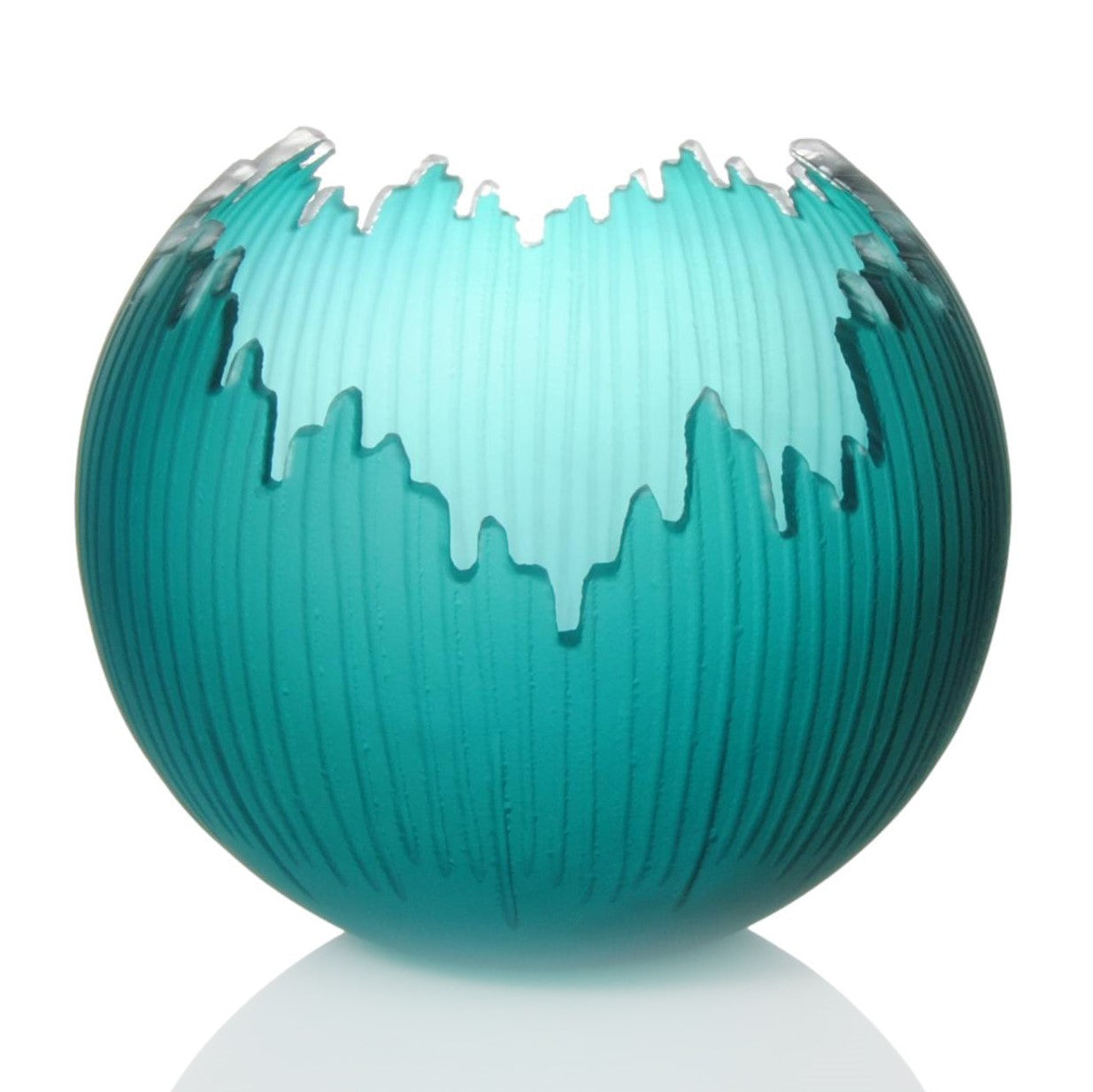 Lagoon Green Saw Carved Glass Orb