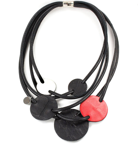 Cascading Necklace with Red Disk