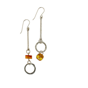 Stix and Stones Silver Mismatched Earrings with Amber